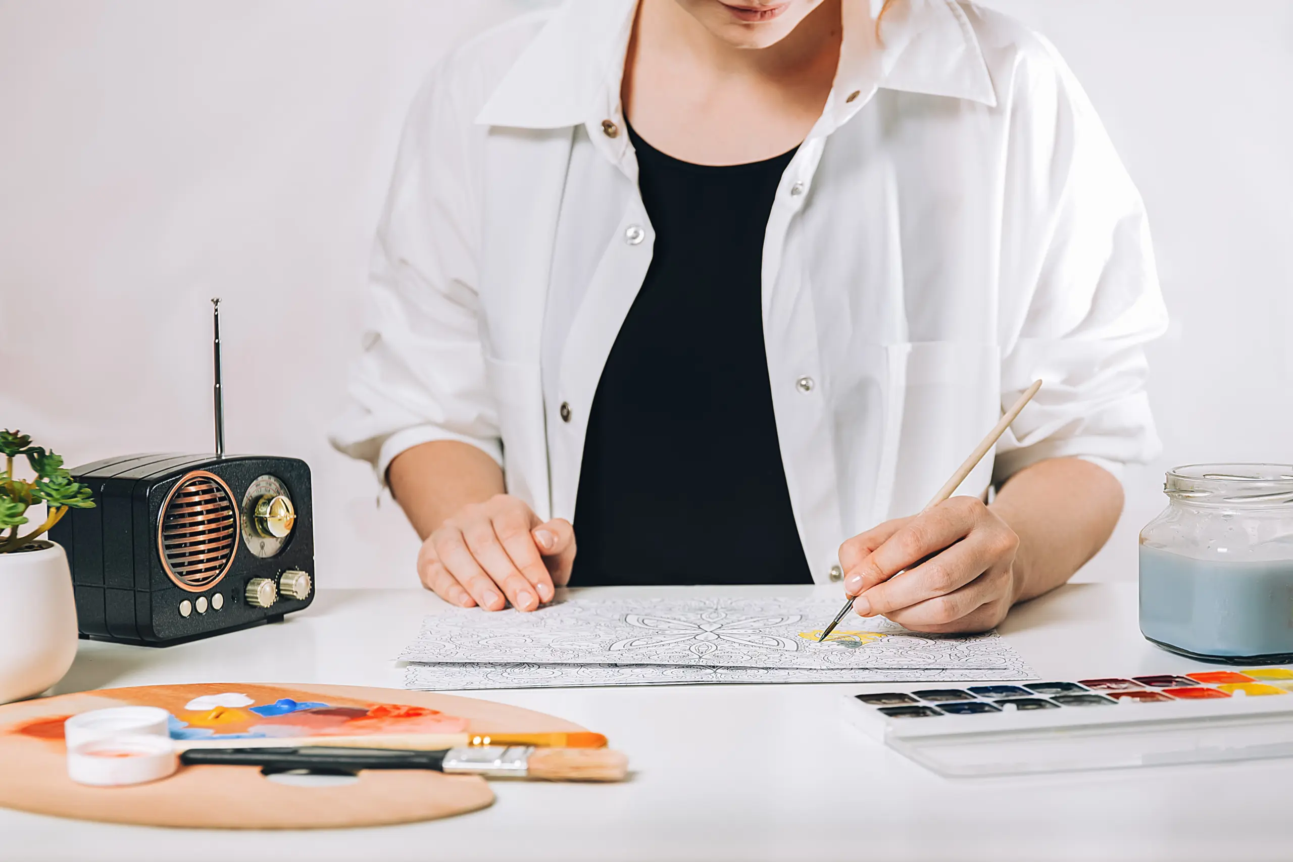 Woman Painting With Watercolors